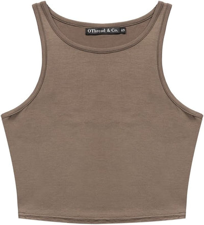 Women'S Basic Crop Tops Stretchy Casual Crew Neck Sleeveless Crop Tank Top