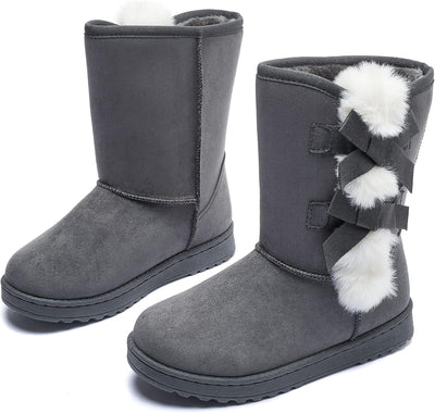 Women'S Mid Calf Boots Winter Snow Boots Suede Warm Boots Fur Fashion Booties Girls Black Brown Boot(Grey,Us8)