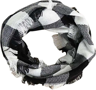 Womens Winter Head Hair Wraps Infinity Circle Scarves Warm Plaid Scarf