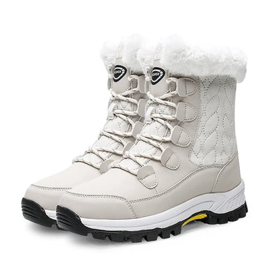 Snow Boot Quilted Short Winter Snow Warm Waterproof Boots for Women, White Size 7