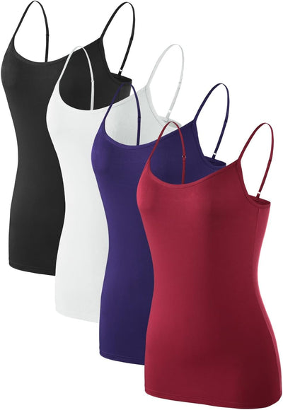 2＆4 Piece Women'S Camisole Tops Basic Undershirts Camisoles Adjustable Spaghetti Strap Tank Top