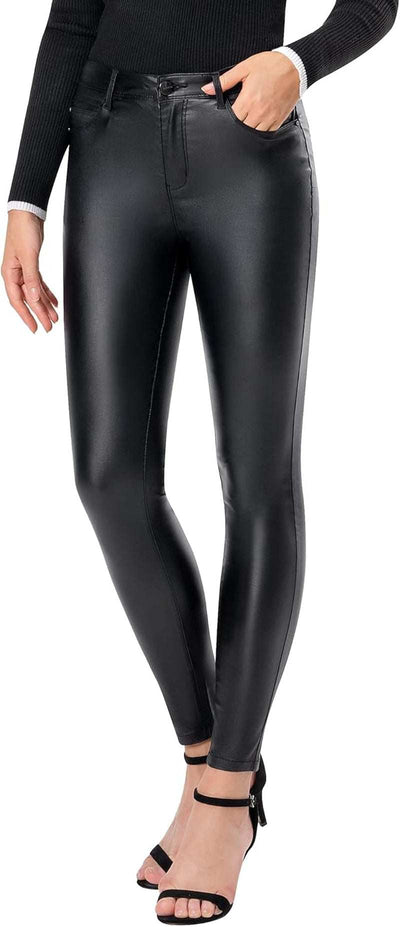 Faux Leather Leggings for Women High Waist Stretchy Skinny Pants