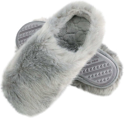 Fuzzy Faux Fur Home Slippers for Women Girls Memory Foam Anti-Slip Cozy Fluffy Outdoor Indoor Warm Slippers